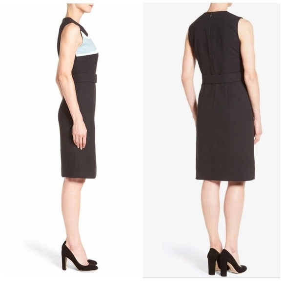 BOSS by Hugo Boss Preppy Formal Career Didina Stretch Cotton Sheath Dress Sz 10 - Picture 5 of 13
